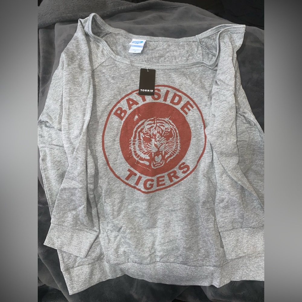 TORRID SAVED BY THE BELL BAYSIDE OFF SHOULDER SWEATSHIRT